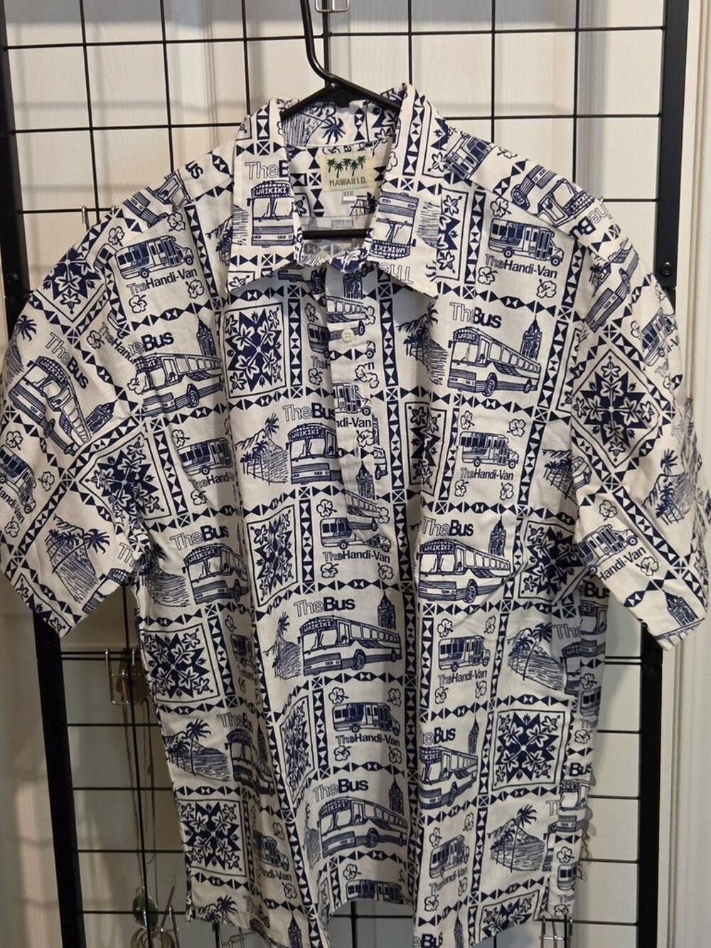 Vintage Hawaii I.D. TheBus Honolulu Transit Aloha Shirt Men's XXXL 3XL
